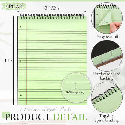 MotiMind 10 Pack 8.5" x 11" Top Spiral Notebook with 3 Hole Punched Morandi Colors Legal Pads College Ruled Notepad 50 Sheets Hard Cardboard Paper Wirebound Notepad for Office School Business