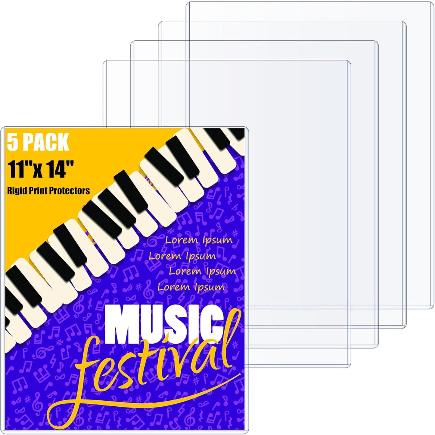 AKONEGE 5PCS 9" x 12" Rigid Print Protectors Clear Plastic Sheet Protectors, Heavy Duty Top Loading Document Holder, Menu Cover, Photo Poster Sleeves Hard Plastic Sleeves for Paper Art Prints