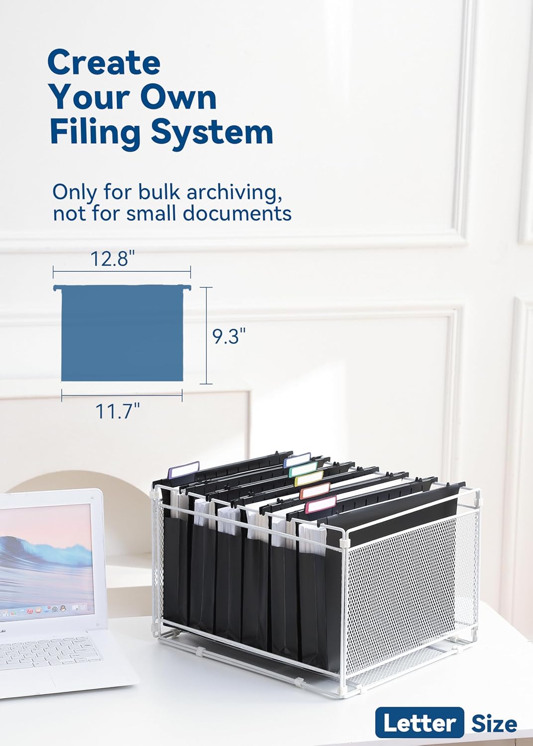 SortRax Plastic Extra Capacity Hanging File Folders, 2" Pastel Expanding Pocket, Heavy Duty for Filing Cabinet, Insertable 1/5-Cut Tabs, Letter Size - 12 Pack