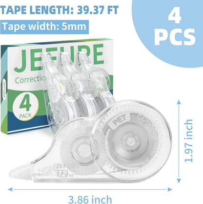 30 Pcs Correction Tape, 39.4 Ft White Wrong Out Tear-Resistant Bulk, Instant Corrections Easy To Use Applicator for School, Office, Note Taking, Journal (Tape Width 0.2 in, Clear)