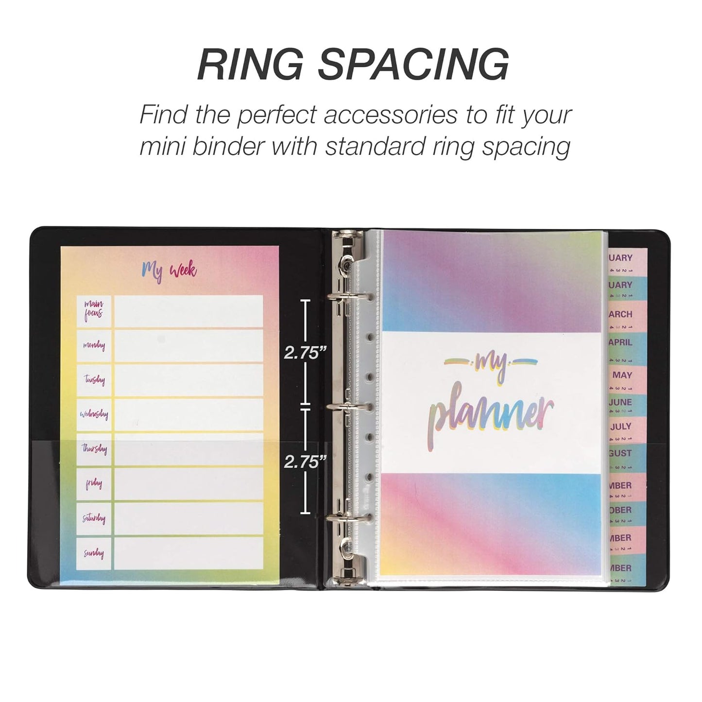 Samsill Economy 3 Ring Mini Binder, 1-Inch Round Ring Binder, Holds 100 Sheets, Black, 6 Pack (MP32300)