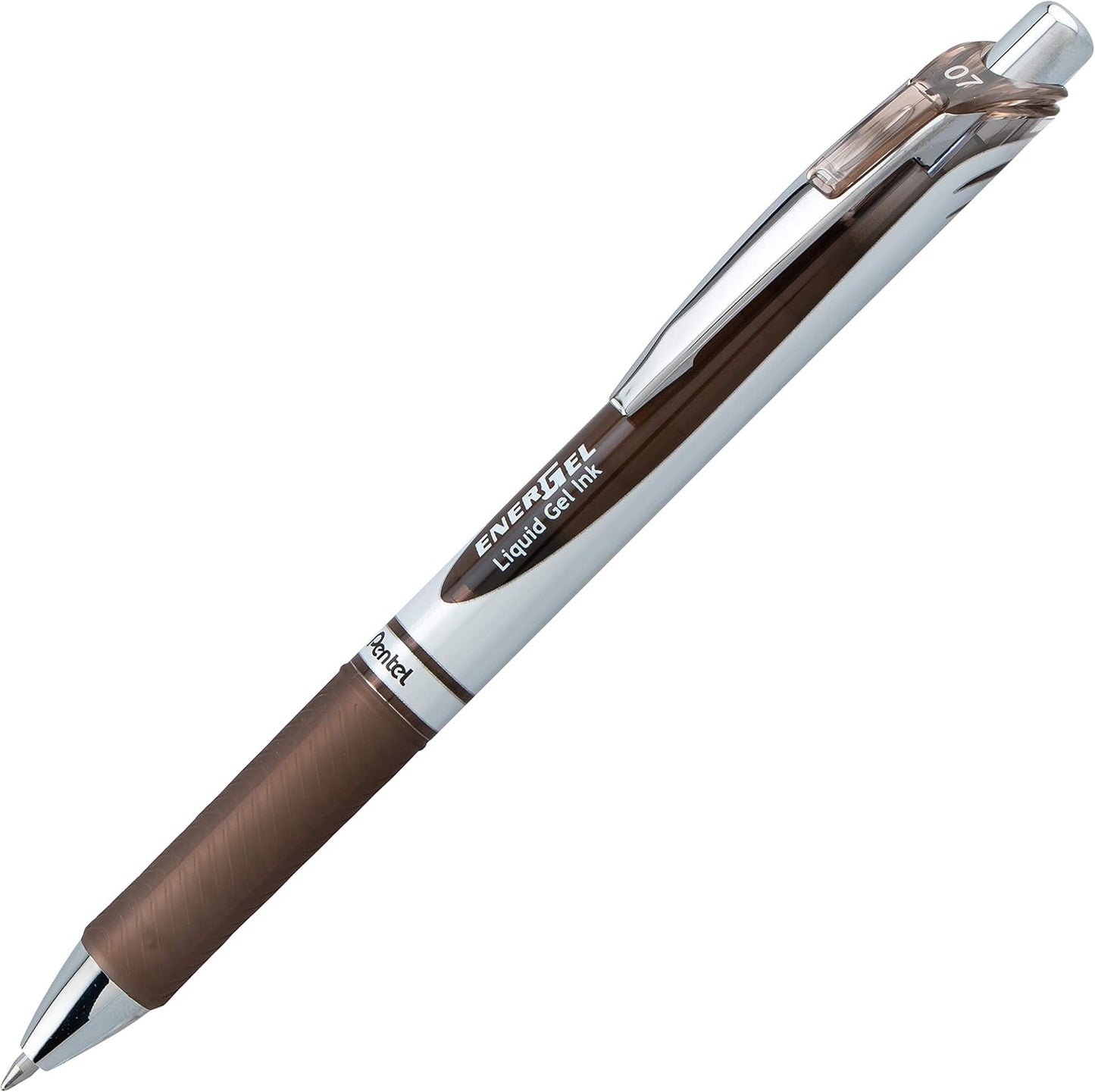 Pentel EnerGel RTX Retractable Liquid Gel Pen, (0.7mm) Medium Line, Metal Tip, Black Ink, Box of 12 (BL77-A)