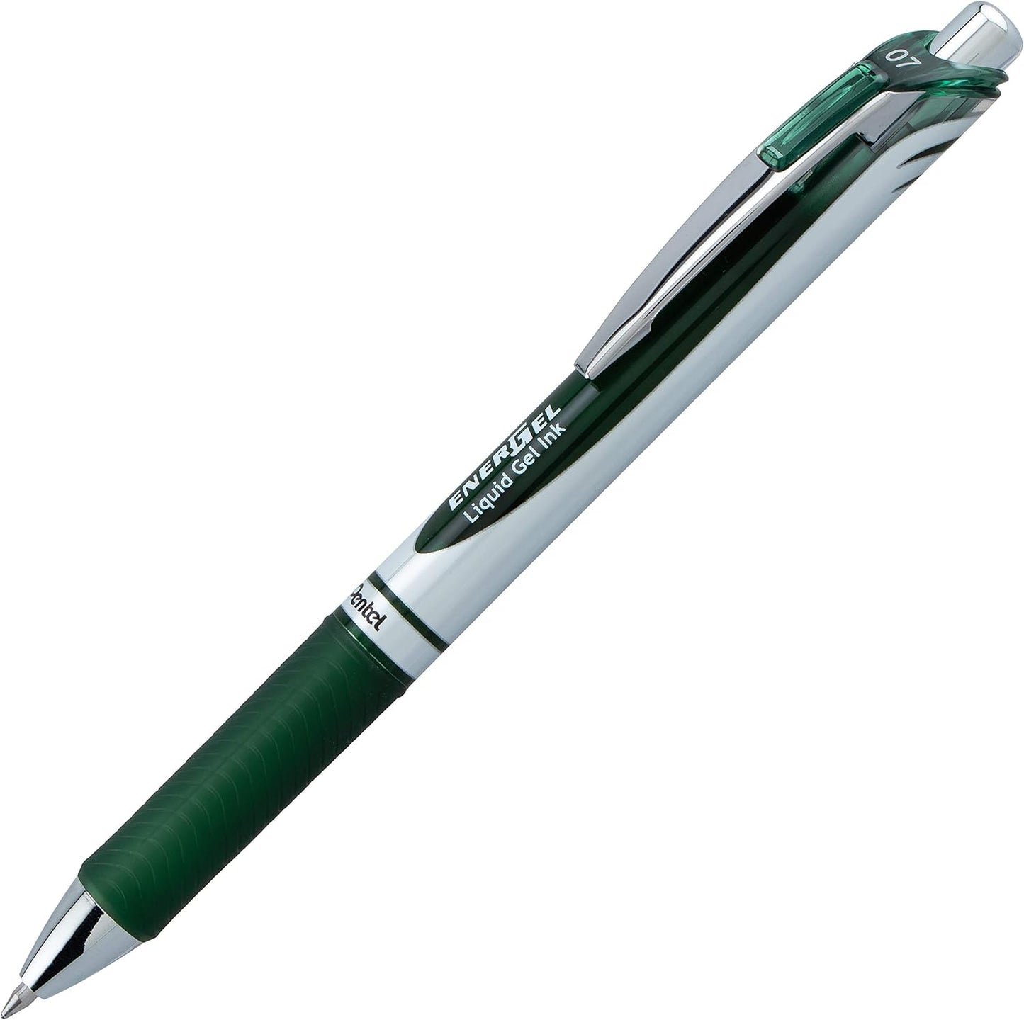 Pentel EnerGel RTX Retractable Liquid Gel Pen, (0.7mm) Medium Line, Metal Tip, Black Ink, Box of 12 (BL77-A)