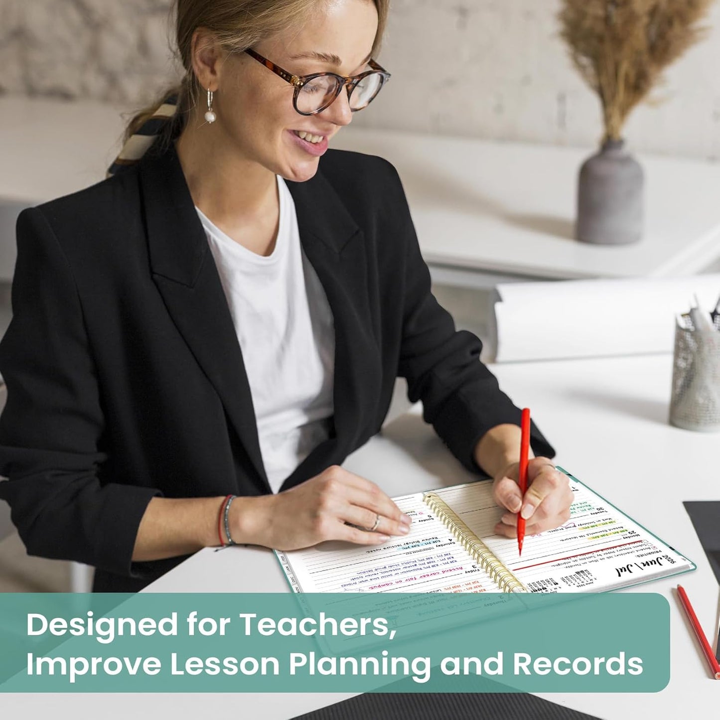 Planner 2026-2027, Academic Year Monthly and Weekly Calendar Planner, Jul 2026 - Jun 2027, Hardcover Teacher Student Planning Agenda book with Tabs, Perfect for School Office Supplies, 6.3" x 8.5" - Wildflowers