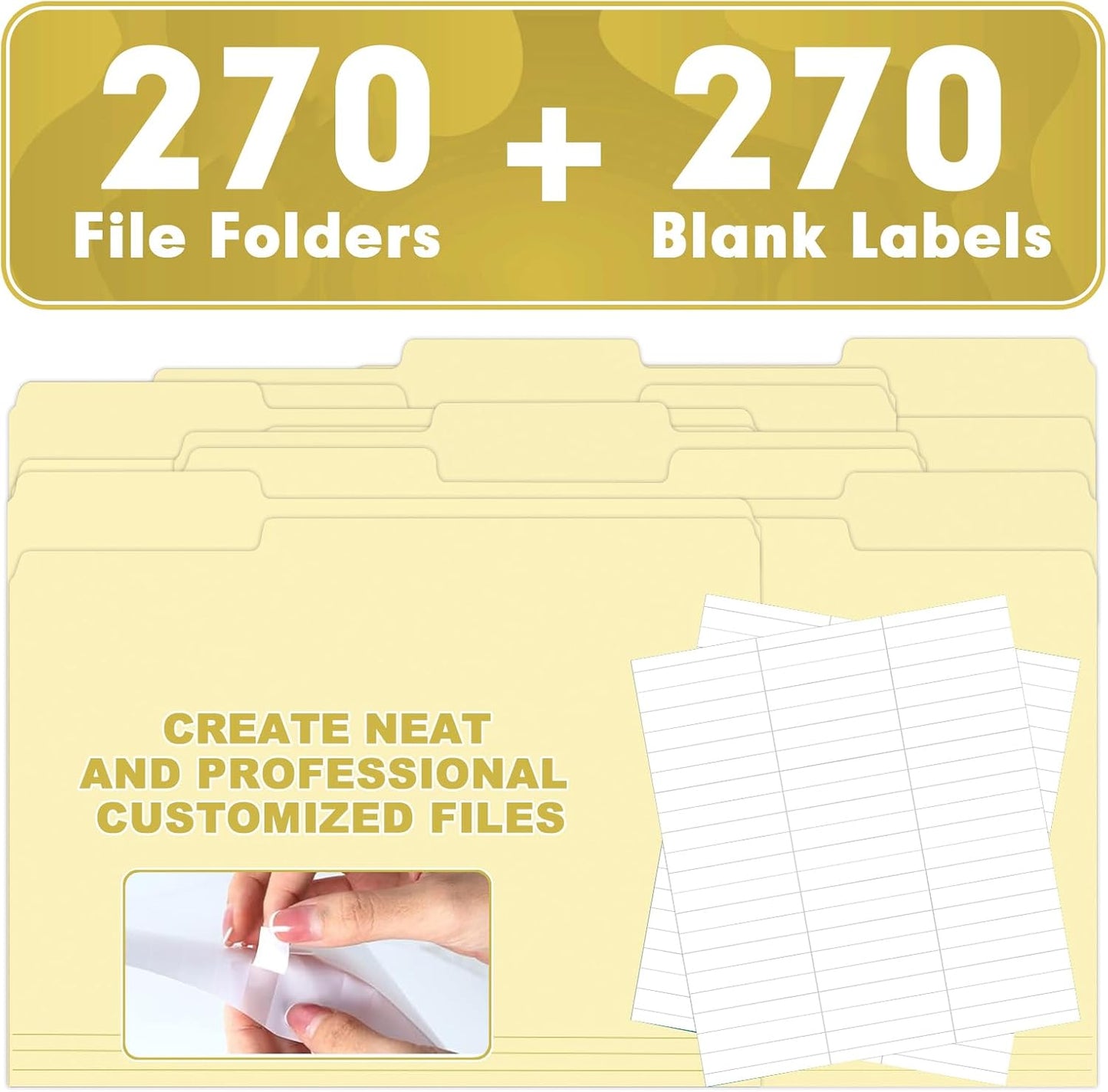 Manila Folders, HERKKA 30 Pack 1/3 Cut Tab File Folders, Manila Folders 8.5 x 11 Designed for Office and Classroom Use, Letter Size