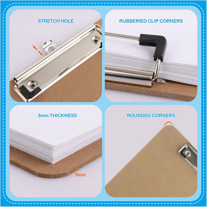MIVIDE 23 Pack Clipboards Bulk, Hardboard Office Wooden Clipboards, Letter Size Clipboard with Low Profile Clip, Clipboard with Hang for Classroom, School, Home, Office Supply
