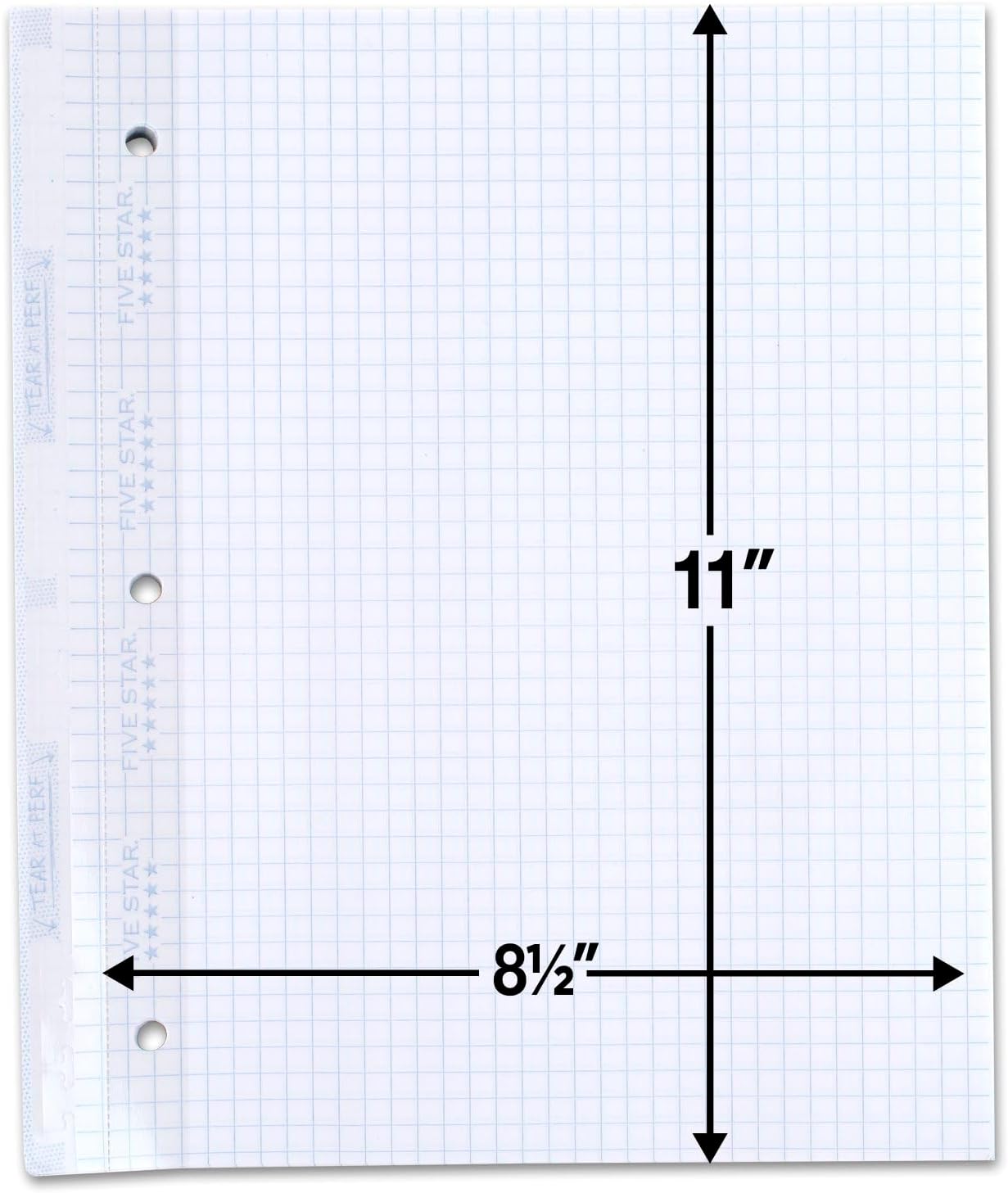Five Star Loose Leaf Paper, Graph Ruled Insertable Notebook & Binder Filler Paper, 8-1/2" x 11", Reinforced T-Tabs, 75 Sheets (170180)