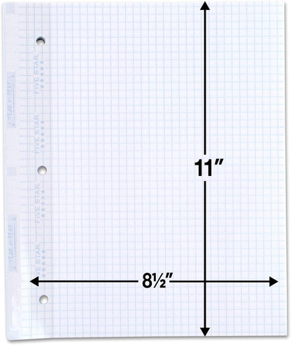 Five Star Loose Leaf Paper, Graph Ruled Insertable Notebook & Binder Filler Paper, 8-1/2" x 11", Reinforced T-Tabs, 75 Sheets (170180)