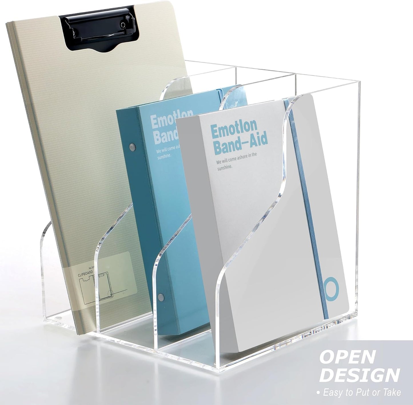 SANRUI 2-Pack Acrylic Magazine File Holder Desk Organizer Magazine Rack, Clear, Vertical File Sorter Holders, 9.45" D x 3.54" W x 10.24" H
