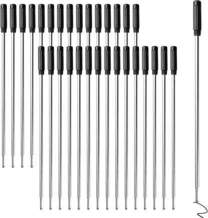0.7 mm Ballpoint Ink Twist Pen Refills, 15 Pcs Medium Point Metal Smooth Writing Replaceable Ink Refill, Stationery Compatible for Cross Ballpoint Replacement (4.6in M) (Black+Red+Blue, 15)