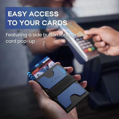RUNBOX Slim Card Holder Wallet for Men, Minimalist RFID Blocking Wallet with Pop-Up Function, Ultra-Thin Design, Metal Business Card Cases holds 6+6 Cards, Gifts for Men, Men's Accessories