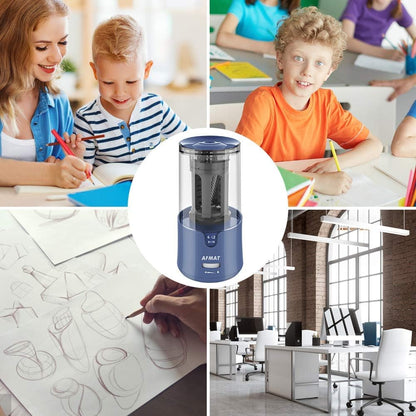 AFMAT Electric Pencil Sharpener, Auto Stop, Super Sharp & Fast, Electric Pencil Sharpener Plug in for 6-12mm No.2/Colored Pencils/Office/Home PS94