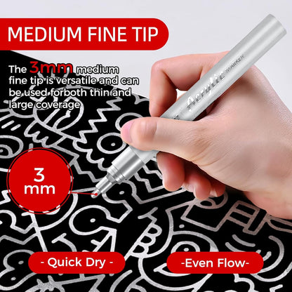 SFAIH White Paint Markers Pens - 4 Pack 2-3MM Medium Tip Acrylic White out Markers for Rock Painting, Wood, Metal, Fabric, Plastic, Canvas, Glass, Ceramic, Diy Crafts, Drawing, Tire, Correction