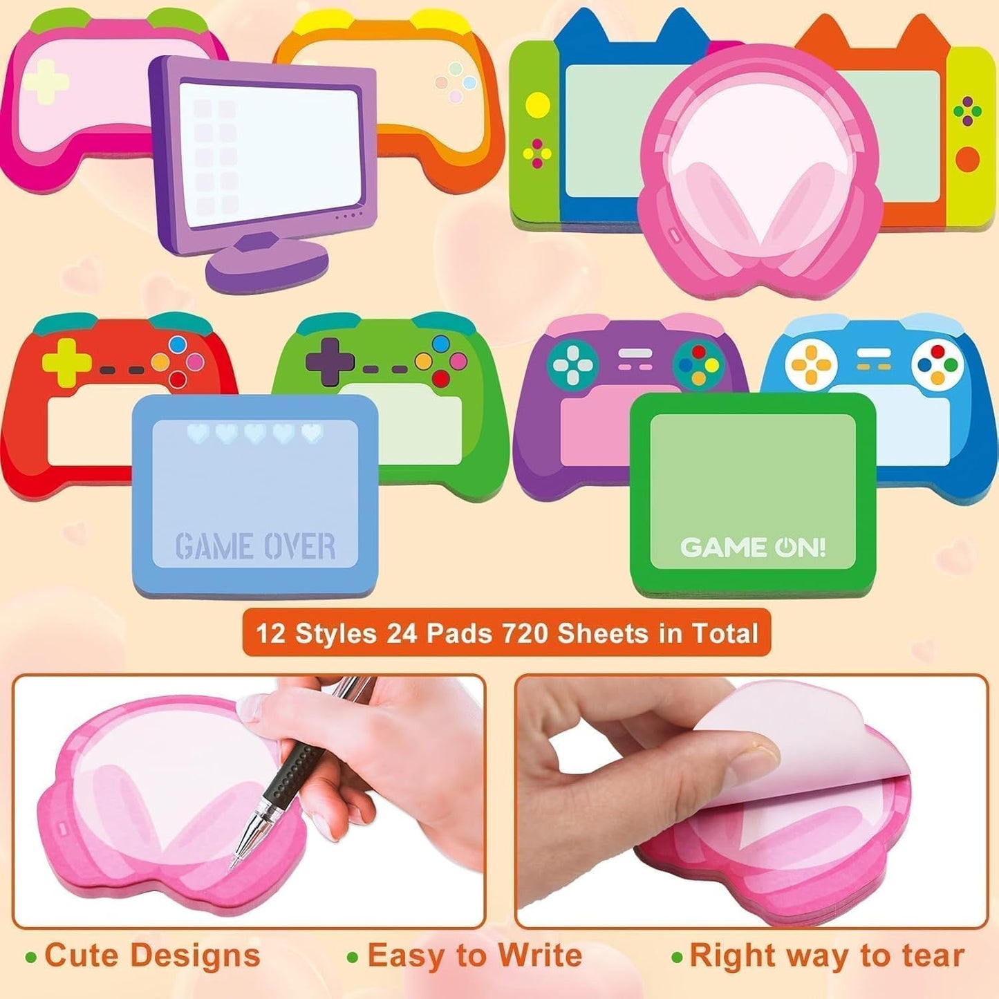Fancy Land 24 Pads Cute Sticky Notes Self Sticky Notepads for Teachers Classrooms 720 Sheets Memo Pads Teacher Appreciation Nurse End of Year Graduation Gift Home Office Supplies Musical Notes
