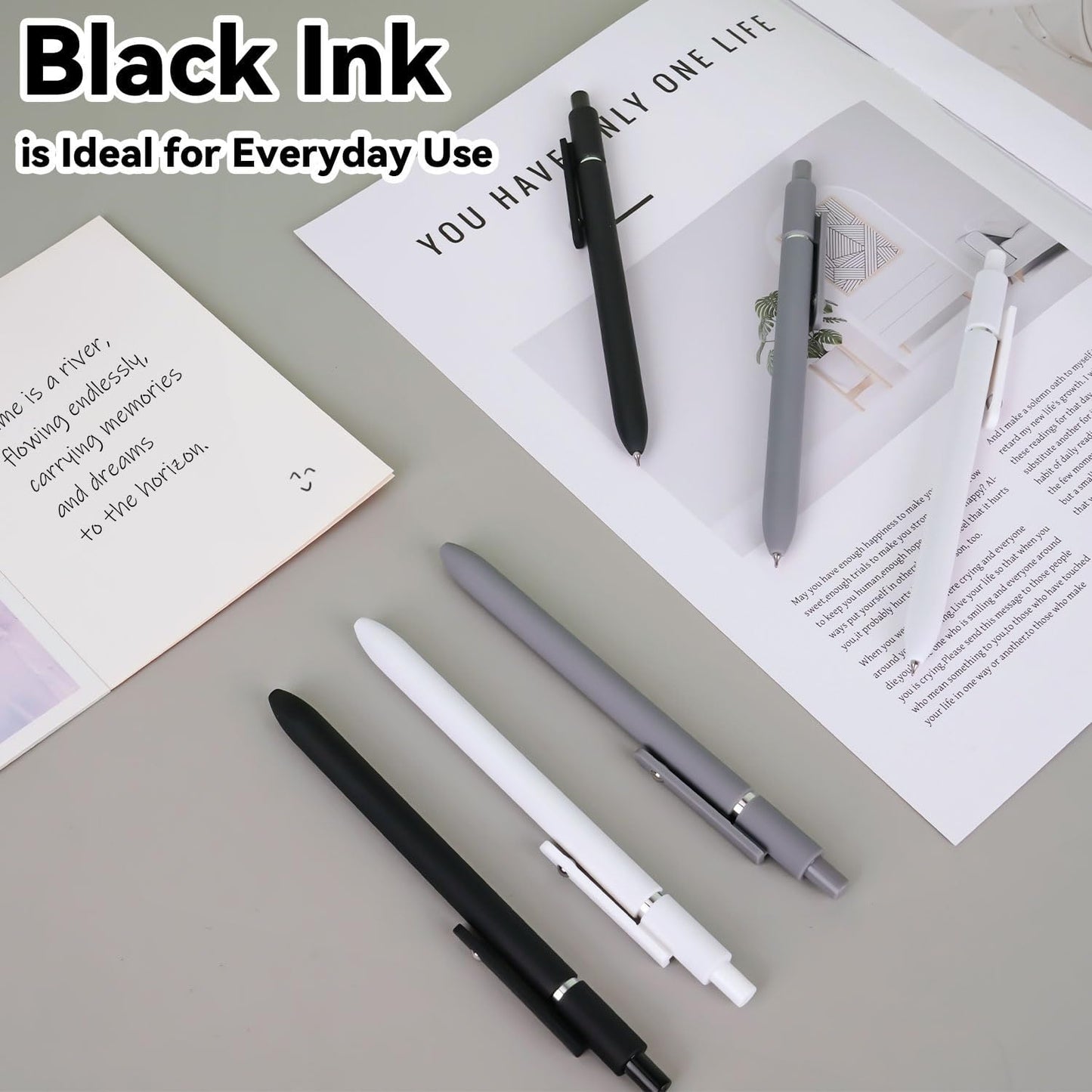 10 Pieces Gel Ink Pen Refills Replaceable Ballpoint Black Ink Pen Refills Extra Fine Point 0.5mm Smooth Writing for Office School Supplies (Black Ink)
