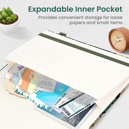 Taja Pretty Lined Journal for Women, Aesthetic Cute Hardcover Leather Journal for Writing, A5 College Ruled Notebook for Work & Note Taking, Perfect for Office School Home, 160 Pages, Meadow Flowers