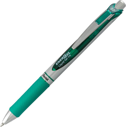 Pentel EnerGel RTX Retractable Liquid Gel Pen, (0.7mm) Medium Line, Metal Tip, Black Ink, Box of 12 (BL77-A)