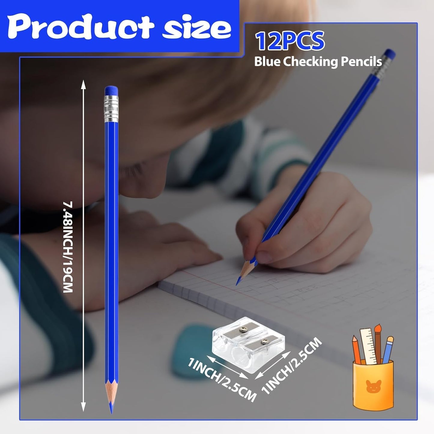 12 PCS Green Pencils with Eraser, Pre-Sharpened HB Pencils for Writing & Drawing, School Supplies for Kids Homework, Tests, Art Crafts & Teacher Grading (Green)