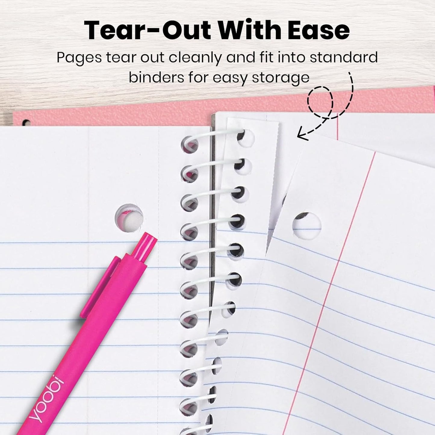 Yoobi College Ruled 8 x 10.5” Spiral Notebook Set – 3-Pack of 1 Subject Notebooks, Pink, Purple & Black Celestial Patterns – 150 Perforated 3-Hole Punched Sheets
