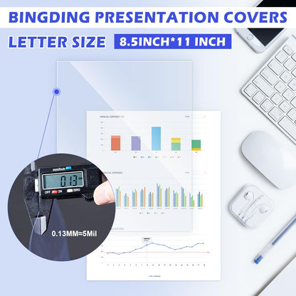 TOTiyea 200 Pack 5 Mil PVC Binding Presentation Covers, Clear Report Covers for Binding,8.5x11 Inches,Letter Size