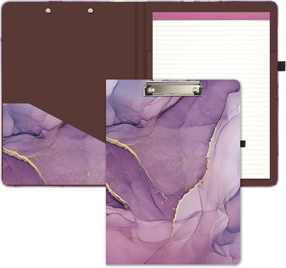Hongri Clipboard Folio with Refillable Lined Notepad and Interior Storage Pocket for Students, Classroom, Office, Women, Man, Cute Custom Pattern, Size 12.8 x 9.2 in, Classic Flower