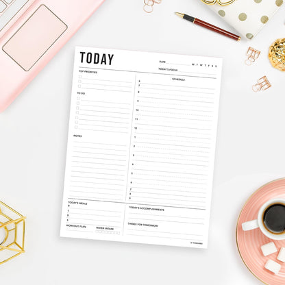 Daily Planner Notepad 2pk, 50 Sheets Tear Off, 8.5" x 11" To Do List Notebook with Hourly Schedule Task Planner