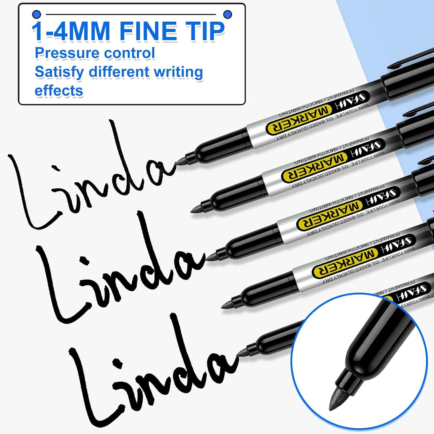 SFAIH 100 Black Permanent Markers Bulk -1s Quick Drying, Fine Point Markers for Write Mark, School, Office, Warehouse, Business, Logistics, Durable, Waterproof Ink on Paper, Plastic, Metal, Cardboard