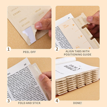 Laminated Bible Tabs, Gold Foil Embossed Lettering Bible Chapter Index Tabs for Women Men, Reposition Large Print Sticky Labels, Easy to Read and Apply, 105Chapters Labels for Easy Navigation (Black)