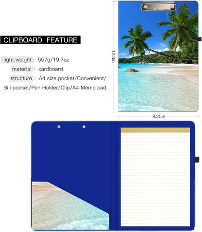 Hongri Clipboard Folio with Refillable Lined Notepad and Interior Storage Pocket for Students, Classroom, Office, Women, Man, Cute Custom Pattern, Size 12.8 x 9.2 in, Classic Flower