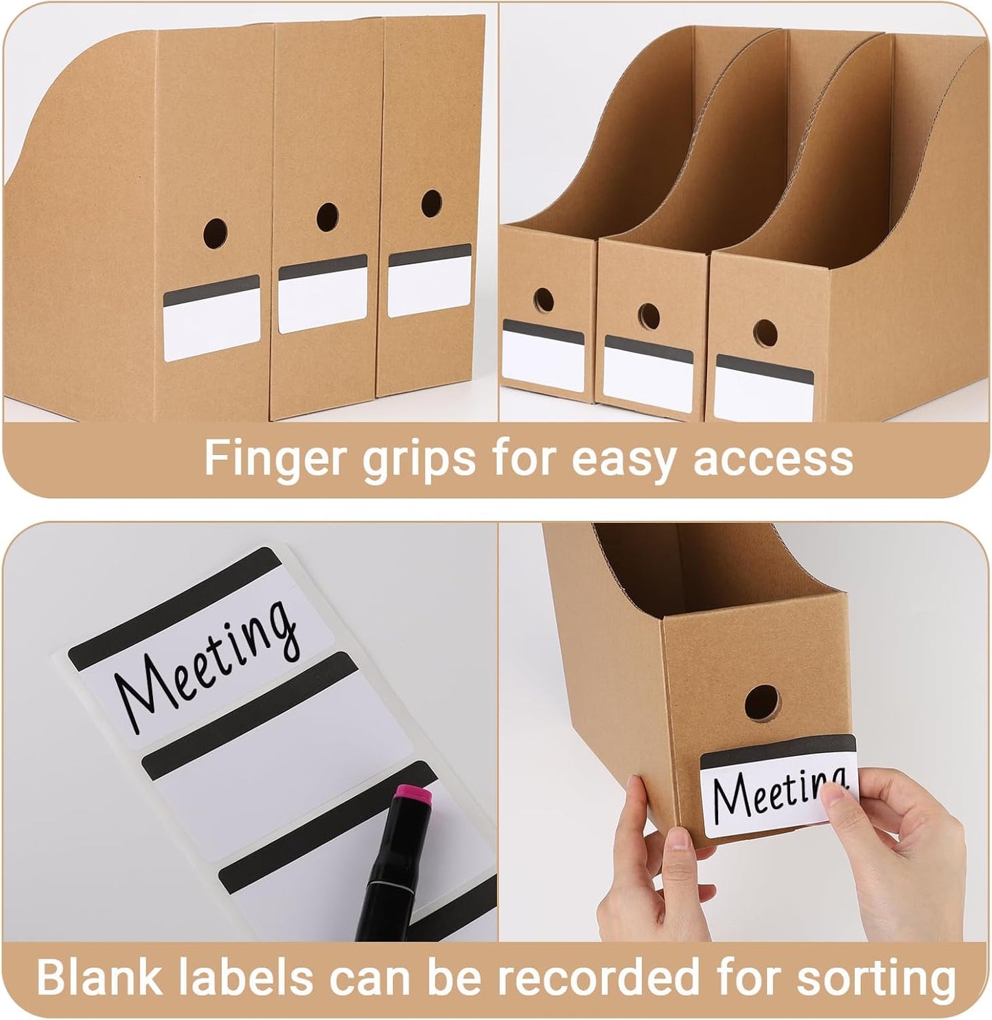 35 Pack Cardboard Magazine File Holder Organizer, Foldable Magazine Storage Box Holder Document Rack Desktop File Organizer for School, Office and Home (10.12 x 3.78 x 10.43 Inches, Brown)