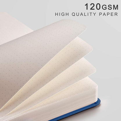 EMSHOI Graph Paper Notebook - 256 Pages A5 Graph Notebook/Journal, Hard Cover, 120gsm Thick Paper, Smooth PU Leather, Inner Pocket, 5.75'' × 8.38''-Black