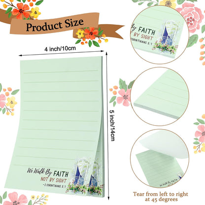Gersoniel 8 Pack Christian Sticky Notes Gifts for Mothers Day Bulk for Church Small Scripture Inspirational Memo Pads Floral Adhesive Religious Bible Verse Quotes Notepads, 4 x 5.5 Inch(Simple Style)