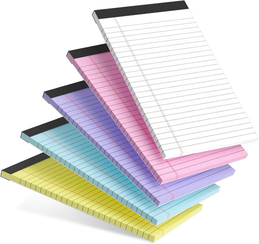 AILZFEI 6pcs Small Note Pads 5x8 Notebook Colored Legal Pads Paper College Ruled Notepad Writing Pads 5 x 8 Perforated Narrow Ruled Pads of Paper (Multicolor)