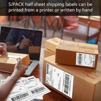 SJPACK 1000 Half Sheet Self Adhesive Shipping Labels, 8.5" x 5.5" Address Labels for Laser & Inkjet Printers(1000 labels-500 Sheet)