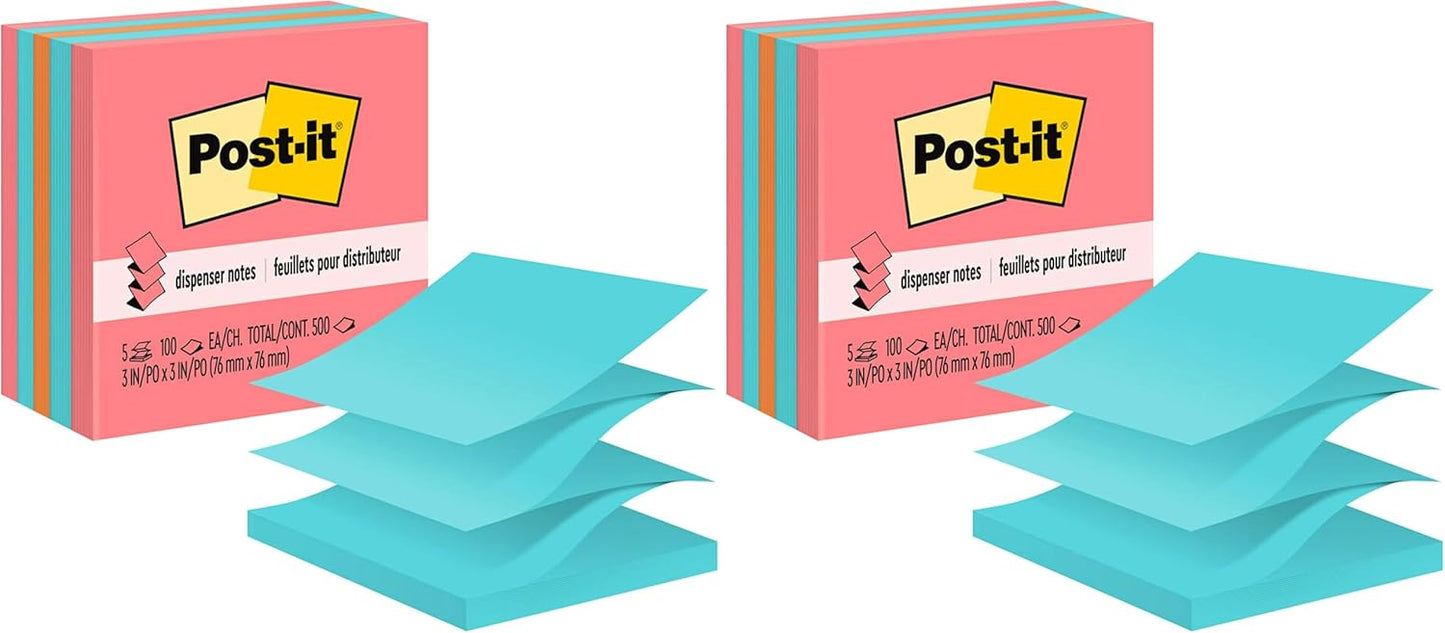 Post-it Pop-up Notes, 5 Sticky Note Pads, 3 x 3 in., School Supplies, Office Products, Accordion Sticky Notes Work with Pop-Up Note Dispenser, Assorted Brights