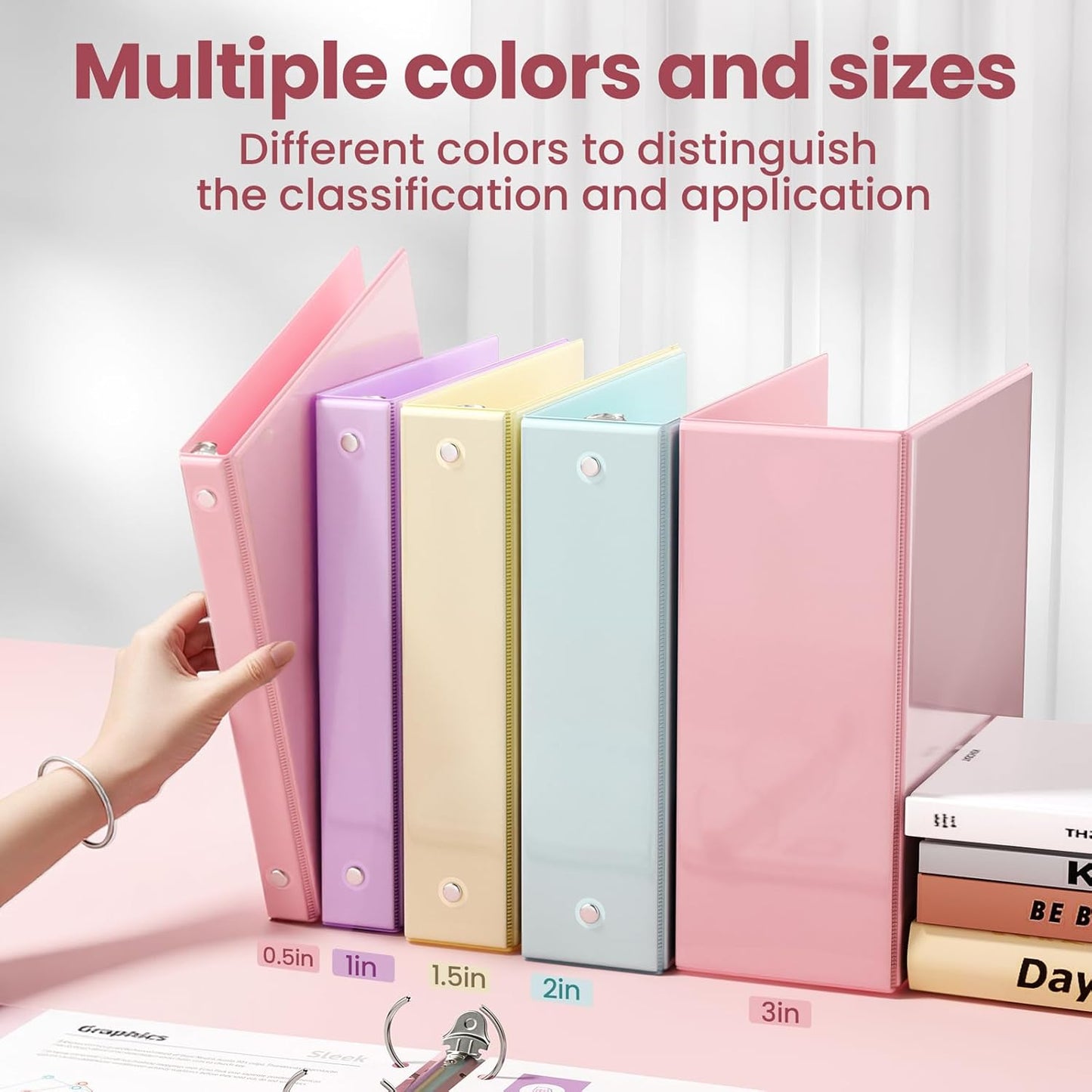 SUNEE 3 Ring Binder 3 Inch 2 Pack, Clear View Binder Three Ring PVC-Free (Fit 8.5x11 Inches) for School or Office Supplies, Pink