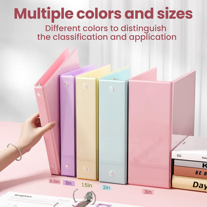 SUNEE 3 Ring Binder 3 Inch 2 Pack, Clear View Binder Three Ring PVC-Free (Fit 8.5x11 Inches) for School or Office Supplies, Pink