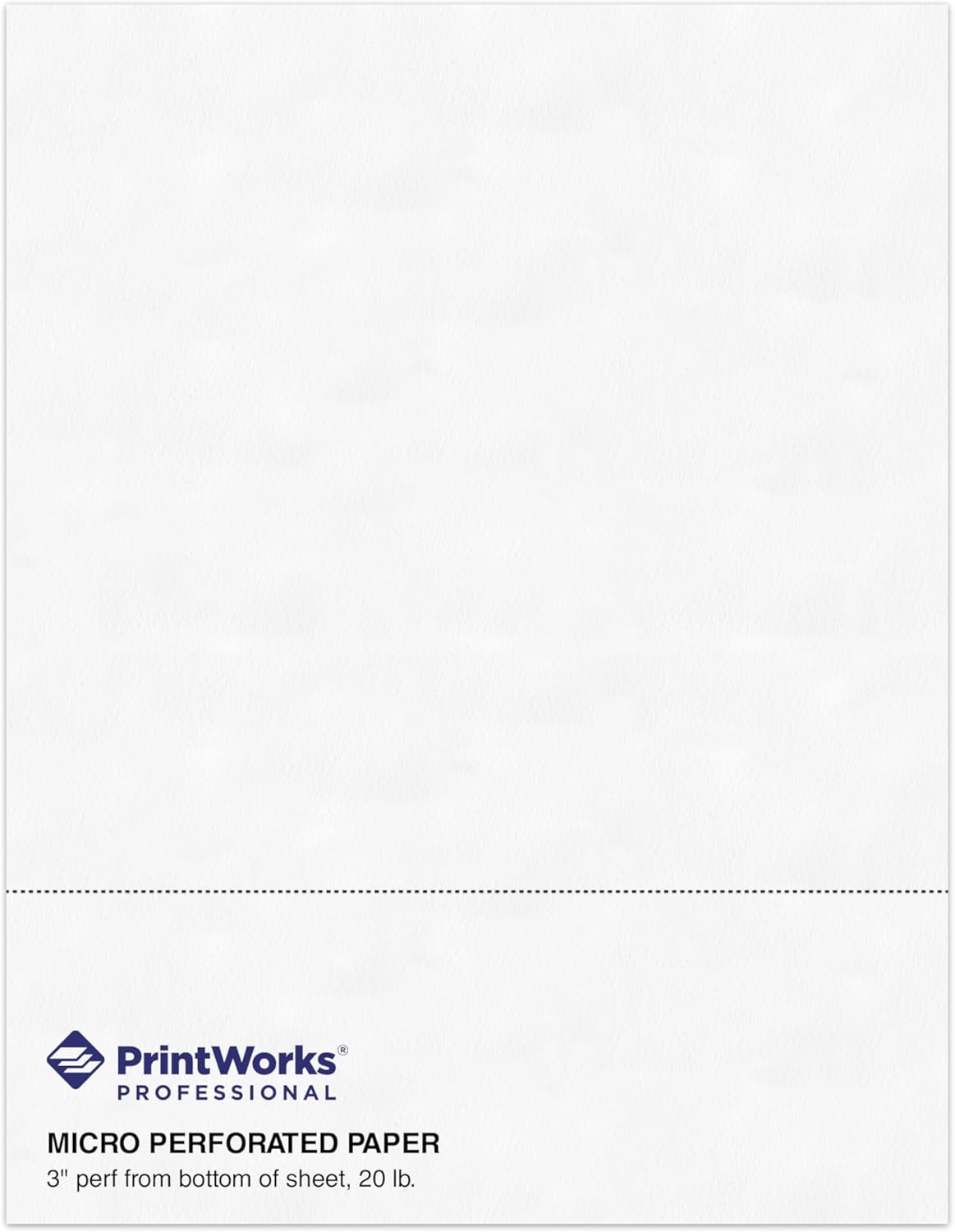 PrintWorks Professional 3 2/3" Horizontal Perforated Paper 8.5” x 11” - Perfect For W-2, 1099, & Statement Use - Made in the USA - 500 Sheets - 20 lb - Printer Compatible - White (04124)