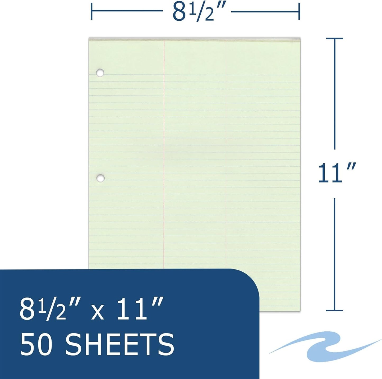ROARING SPRING Law Ruled Letter Size Legal Gummed Pad, 6 Pack, 8.5" x 11" 50 Sheets, Green Paper