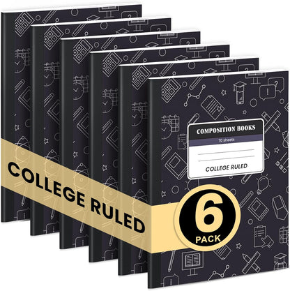 Oucaru Composition Notebook 50 Pack Bulk College Ruled, Brown Cover Notebooks for School, 70 Sheets 7-1/2"x9-3/4, Back to School Supplies Journal for K-12 Students