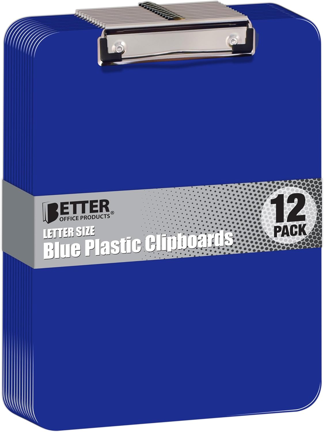 Better Office Products Black Plastic Clipboards, 12 Pack, Durable, 12.5 x 9 Inch, Low Profile Clip, Black, Set of 12