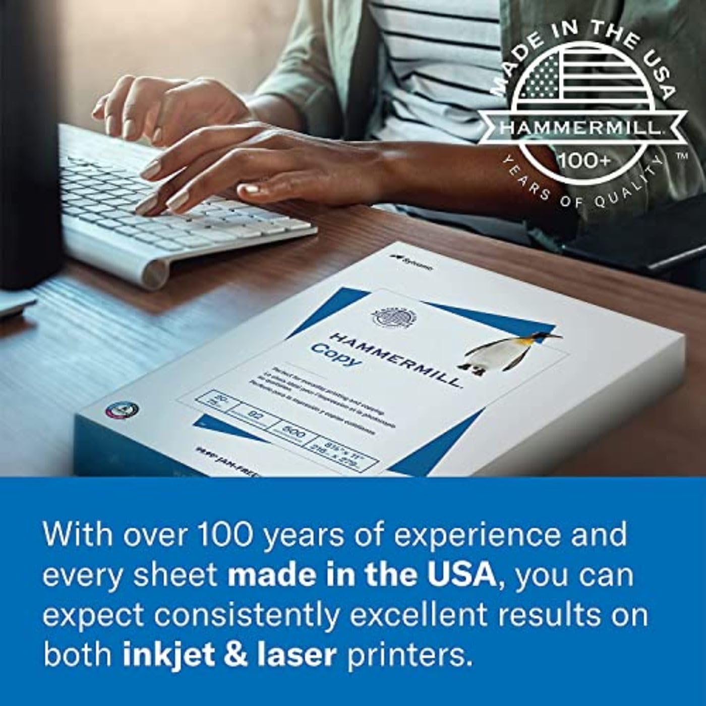 Hammermill Printer Paper, Premium Color 28 lb Copy Paper, 8.5 x 11-5 Ream (2,500 Sheets) - 100 Bright, Made in the USA, 102450C, White