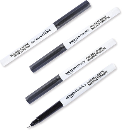 Amazon Basics Ultra Fine Point Permanent Markers for Drawing, Writing and Doodling, Quick Drying, Fade Resistant, Black, 24-Pack