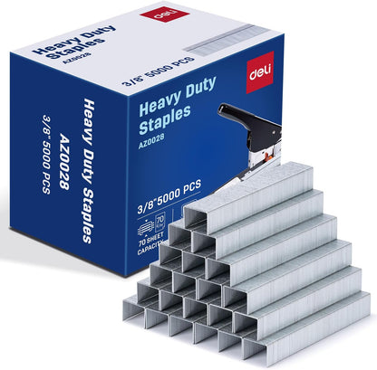Deli Staples, 10000 Staples, Standard Staple for Desktop Staplers, 1/4'' Length, 210/Strip, 2 Boxes of 5000 Each