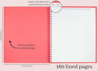 kate spade new york Large College Ruled Notebook, 11" x 9.5" Spiral Notebook with 160 Pages