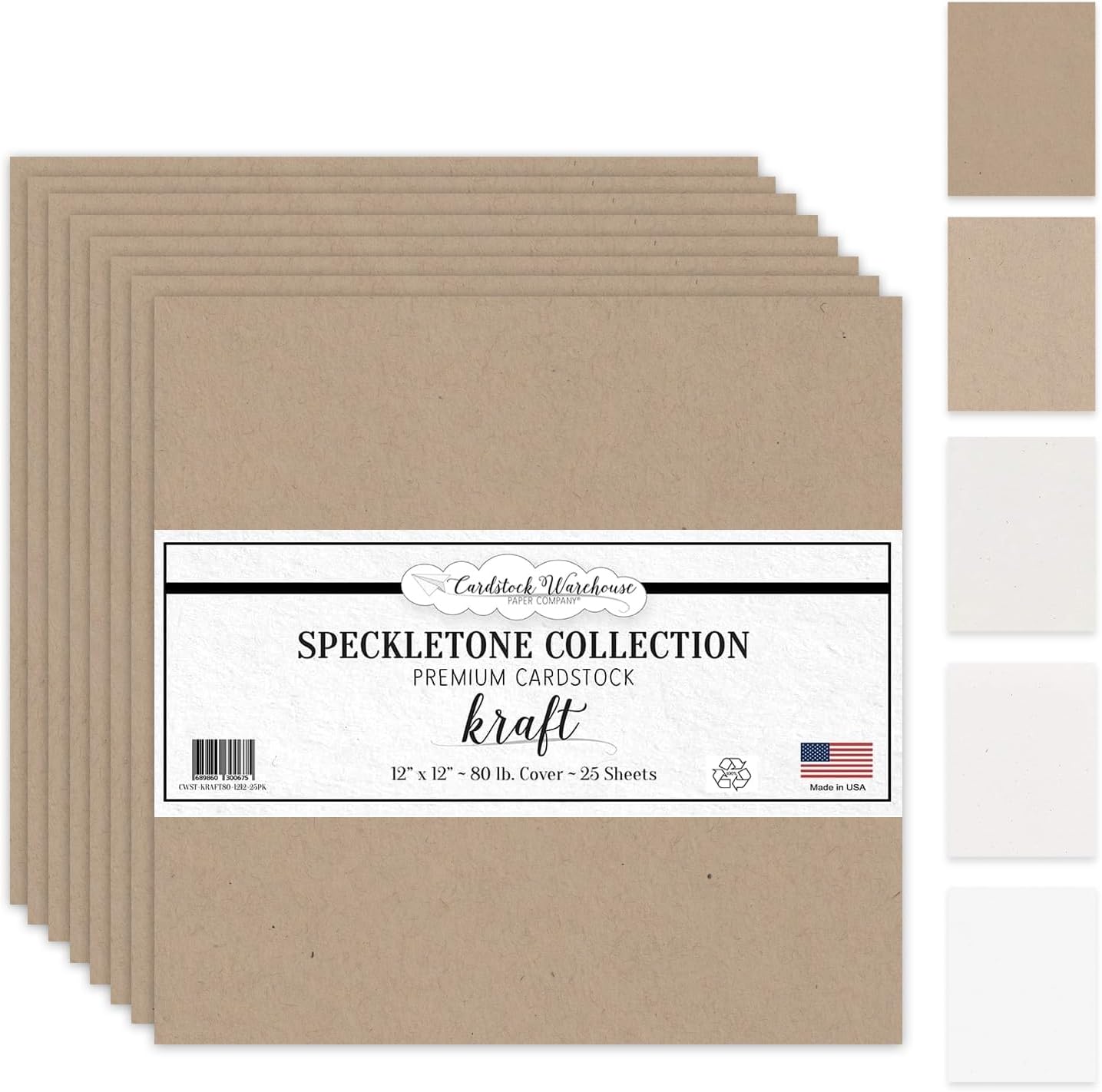 Cardstock Warehouse Speckletone Oatmeal Light Brown Card Stock Paper – 25 Sheets, 8.5 x 11", 80 lb/215 gsm – 100% Recycled, Premium Matte Finish for Cardmaking, Printing, Crafts & DIY Projects