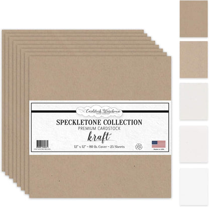 Cardstock Warehouse Speckletone Oatmeal Light Brown Card Stock Paper – 25 Sheets, 8.5 x 11", 80 lb/215 gsm – 100% Recycled, Premium Matte Finish for Cardmaking, Printing, Crafts & DIY Projects