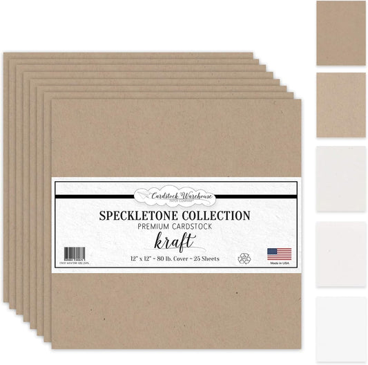 Cardstock Warehouse Speckletone Oatmeal Light Brown Card Stock Paper – 25 Sheets, 8.5 x 11", 80 lb/215 gsm – 100% Recycled, Premium Matte Finish for Cardmaking, Printing, Crafts & DIY Projects