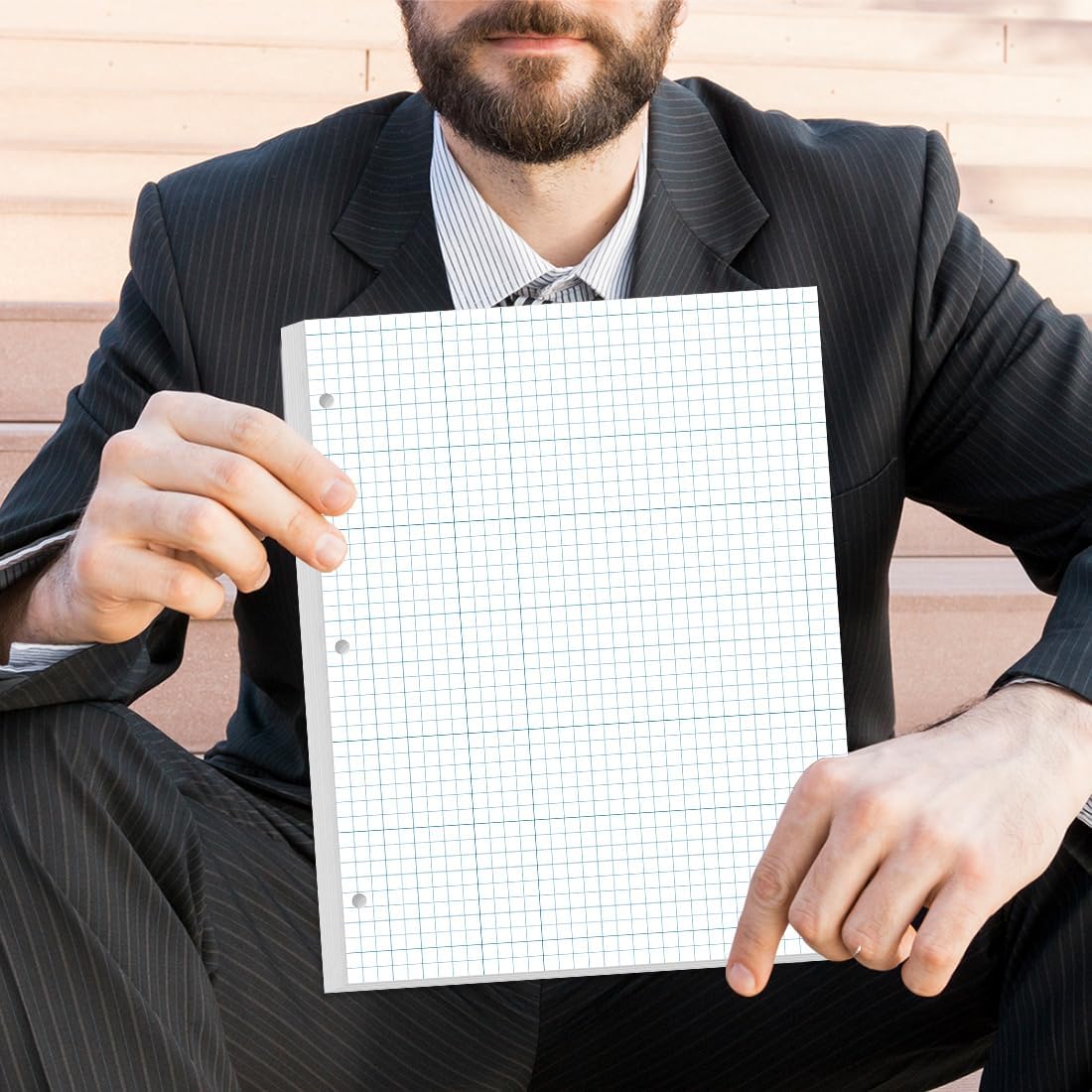 A4 TUL Discbound Grid Filler Paper - 11 Disc Graph Paper, Letter Size 100Sheets / 200Pages Loose-Leaf Paper, 100gsm White Paper, 8.5'' x 11''