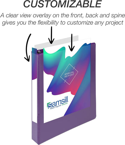 Samsill Durable 4 inch 3 Ring Binder, D Ring Binder, 100% Recycled Chipboard, Black, 2 Pack